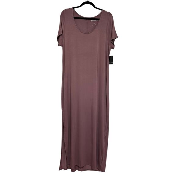 NWT Torrid Maxi Super Soft Scoop Neck Slit Dress in Rose Taupe - Size 1X - Picture 2 of 8
